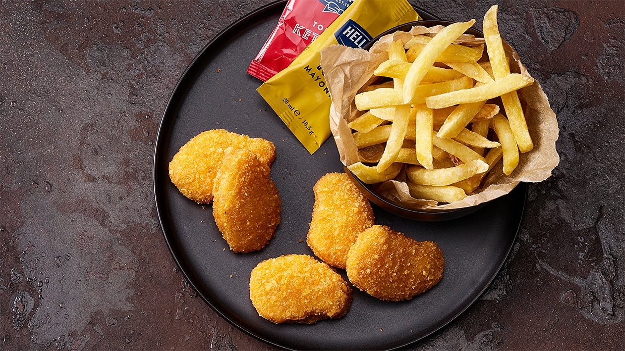 Vegane Nuggets mit Pommes frites –  